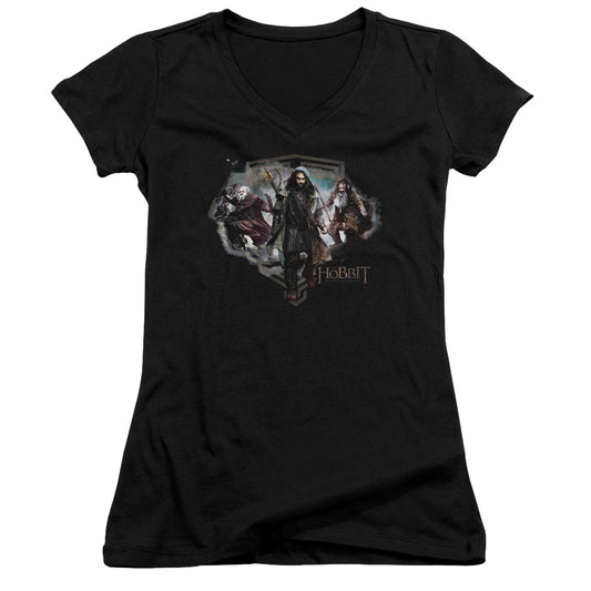 The Hobbit Three Dwarves - Junior V-neck - Black