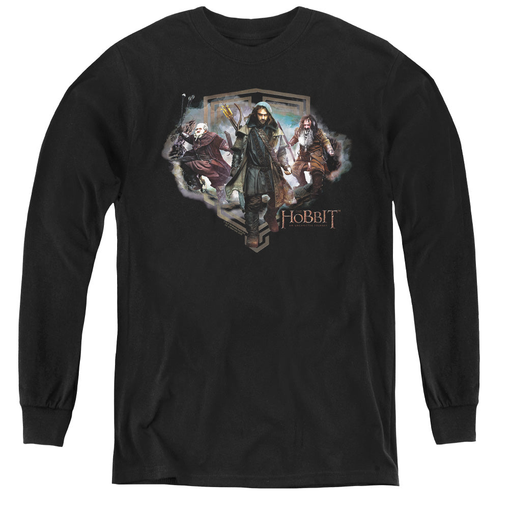 The Hobbit - Three Dwarves - Youth Long Sleeve Tee - Black