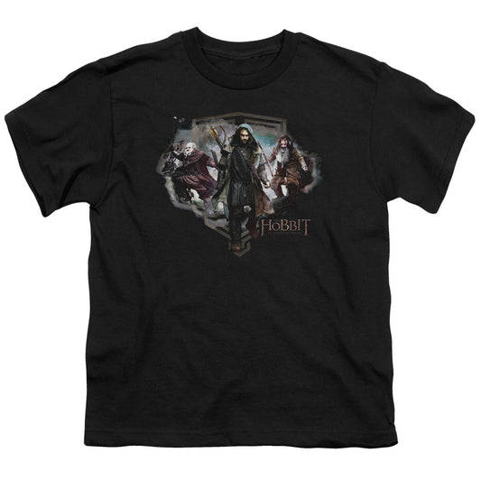 The Hobbit - Three Dwarves - Short Sleeve Youth 18/1 - Black T-shirt
