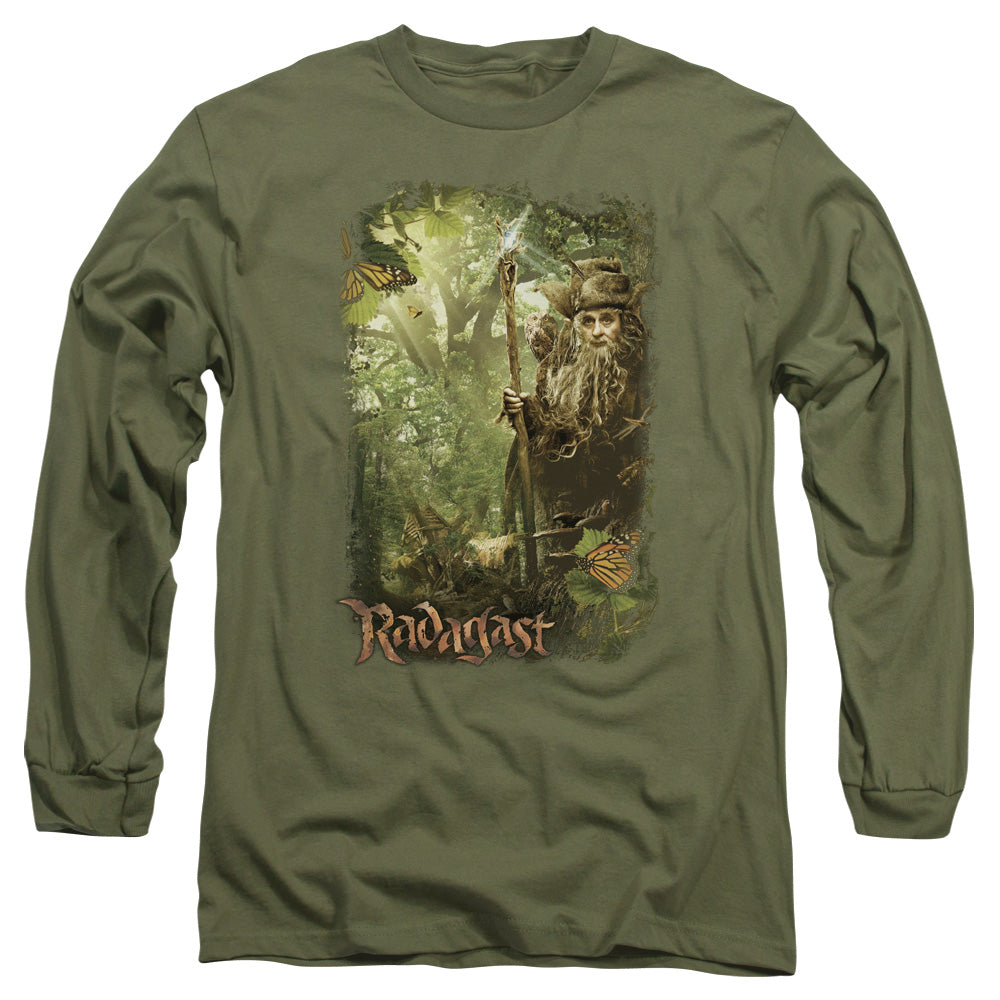The Hobbit - In The Woods - Long Sleeve Adult 18/1 - Military Green T-shirt