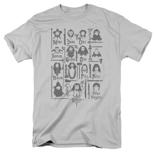 The Hobbit - The Company - Short Sleeve Adult 18/1 - Silver T-shirt