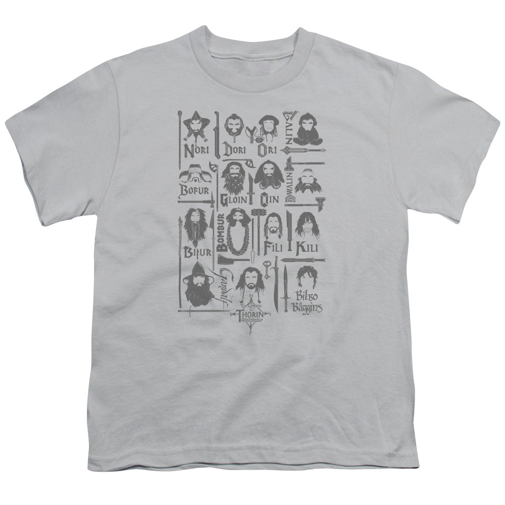The Hobbit - The Company - Short Sleeve Youth 18/1 - Silver T-shirt