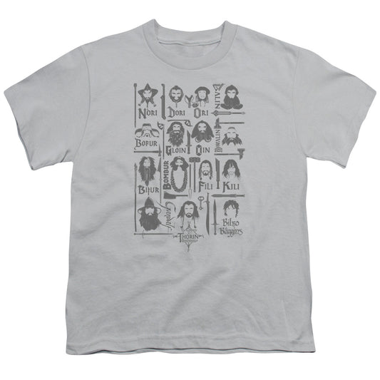The Hobbit - The Company - Short Sleeve Youth 18/1 - Silver T-shirt