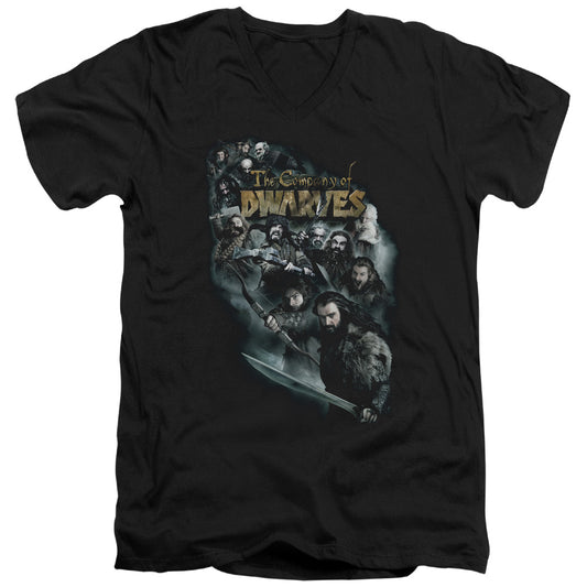 The Hobbit - Company Of Dwarves - Short Sleeve Adult V-neck - Black T-shirt