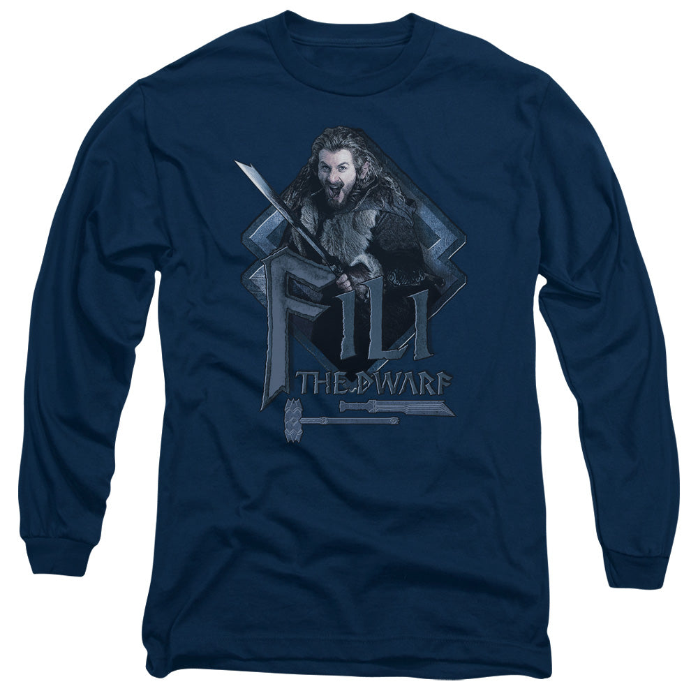 The Hobbit - Fili - Long Sleeve Adult 18/1 - Navy T-shirt