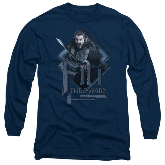 The Hobbit - Fili - Long Sleeve Adult 18/1 - Navy T-shirt