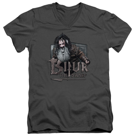 The Hobbit - Bifur - Short Sleeve Adult V-neck - Charcoal T-shirt