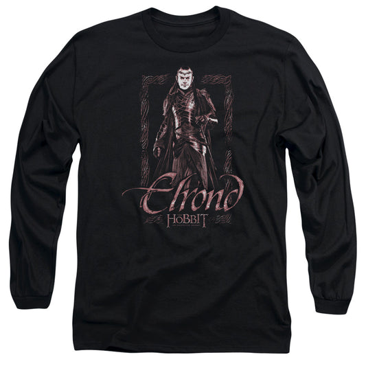 The Hobbit - Elrond Stare - Long Sleeve Adult 18/1 - Black T-shirt