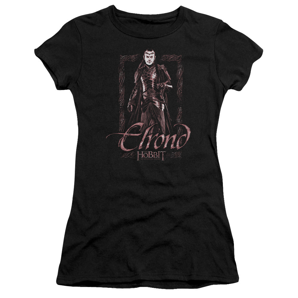 The Hobbit - Elrond Stare - Short Sleeve Junior Sheer - Black T-shirt