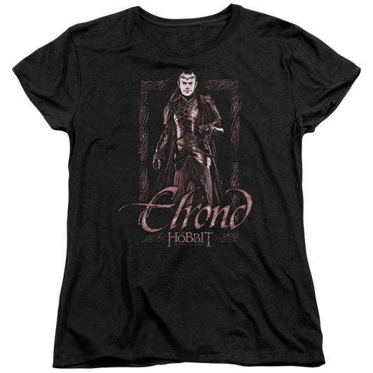 The Hobbit - Elrond Stare - Short Sleeve Womens Tee - Black T-shirt