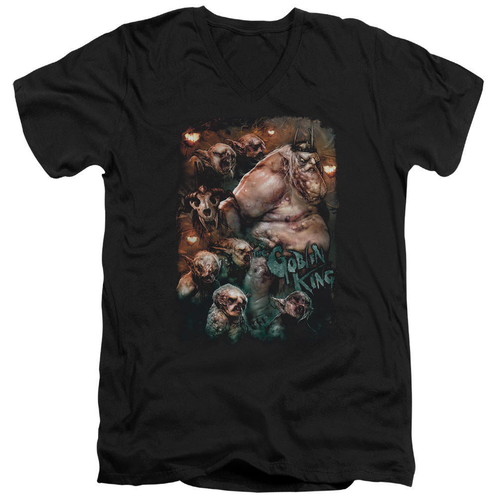 The Hobbit - Goblin King - Short Sleeve Adult V-neck - Black T-shirt