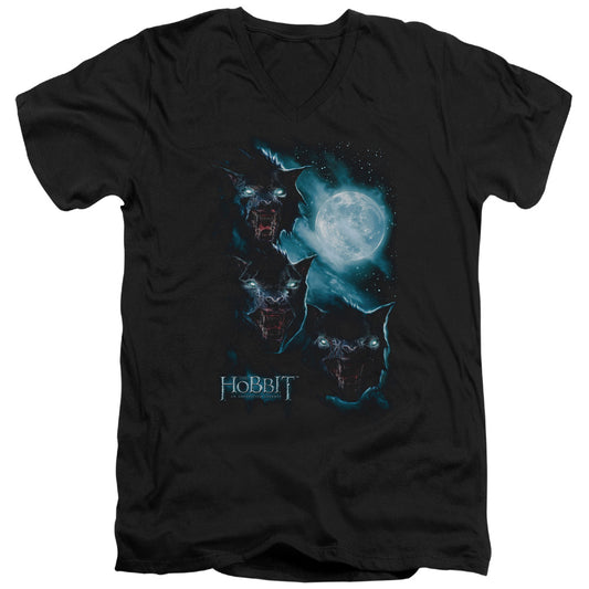 The Hobbit - Three Warg Moon - Short Sleeve Adult V-neck - Black T-shirt