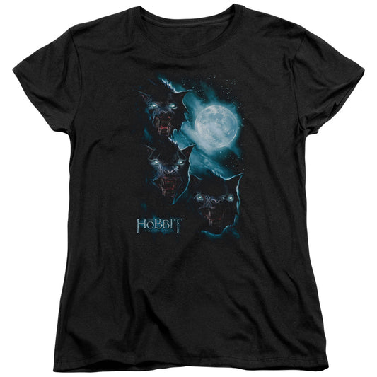 The Hobbit - Three Warg Moon - Short Sleeve Womens Tee - Black T-shirt