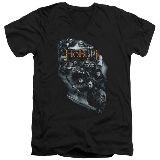 The Hobbit - Cast Of Characters - Short Sleeve Adult V-neck - Black T-shirt