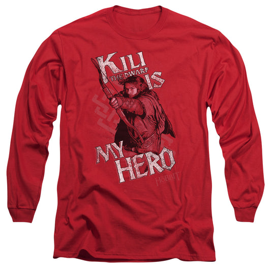 The Hobbit - Kili Is My Hero - Long Sleeve Adult 18/1 - Red T-shirt