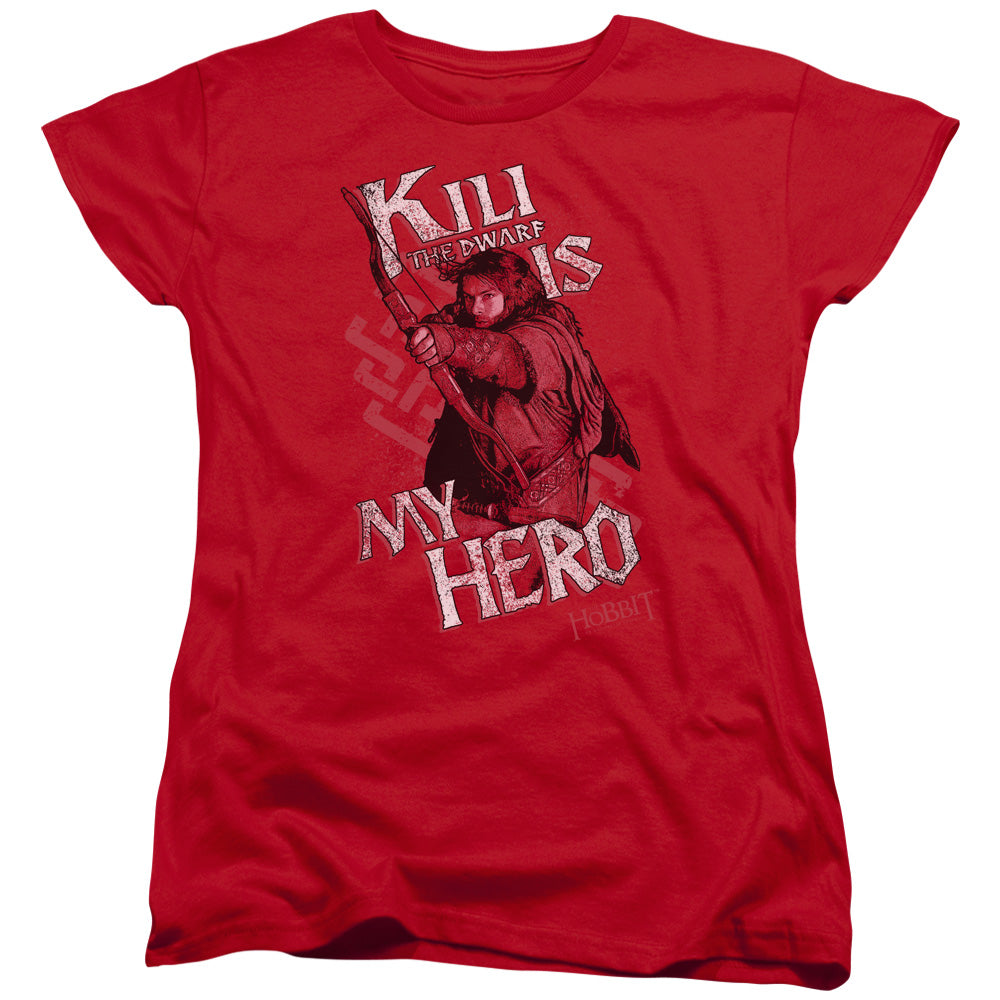 The Hobbit - Kili Is My Hero - Short Sleeve Womens Tee - Red T-shirt