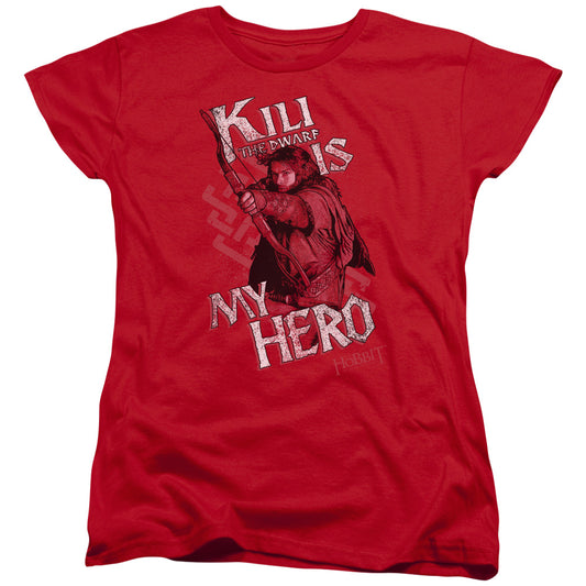 The Hobbit - Kili Is My Hero - Short Sleeve Womens Tee - Red T-shirt