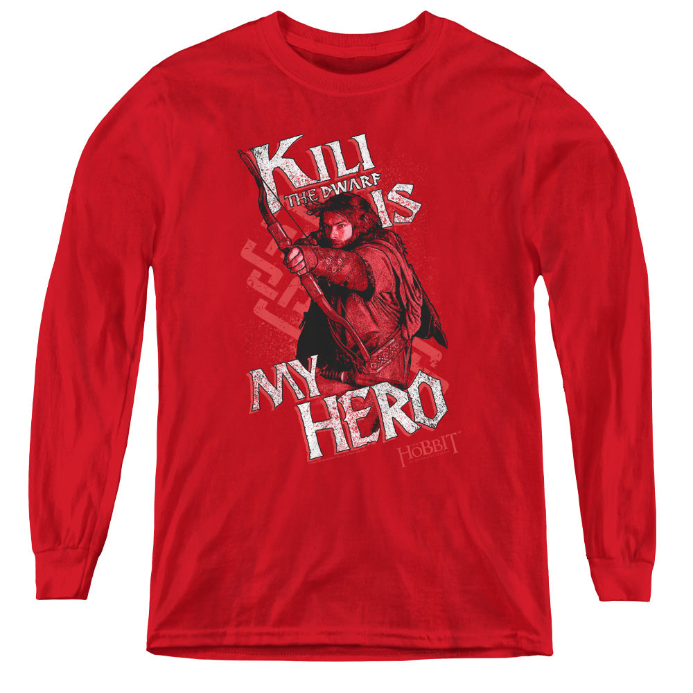 The Hobbit - Kili Is My Hero - Youth Long Sleeve Tee - Red