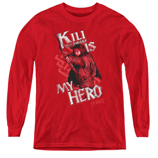 The Hobbit - Kili Is My Hero - Youth Long Sleeve Tee - Red