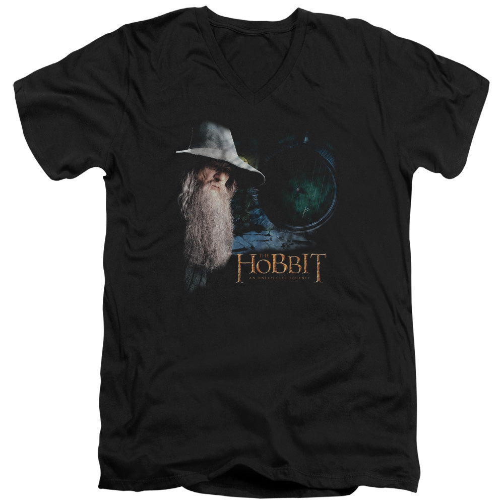The Hobbit - The Door - Short Sleeve Adult V-neck - Black T-shirt