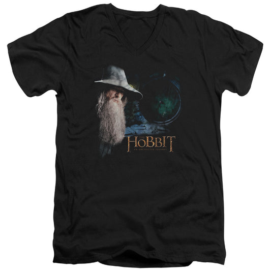 The Hobbit - The Door - Short Sleeve Adult V-neck - Black T-shirt