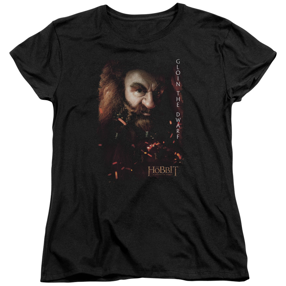 The Hobbit - Gloin Poster - Short Sleeve Womens Tee - Black T-shirt