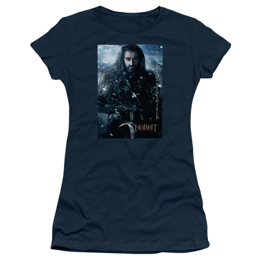 The Hobbit - Thorin Poster - Short Sleeve Junior Sheer - Navy T-shirt