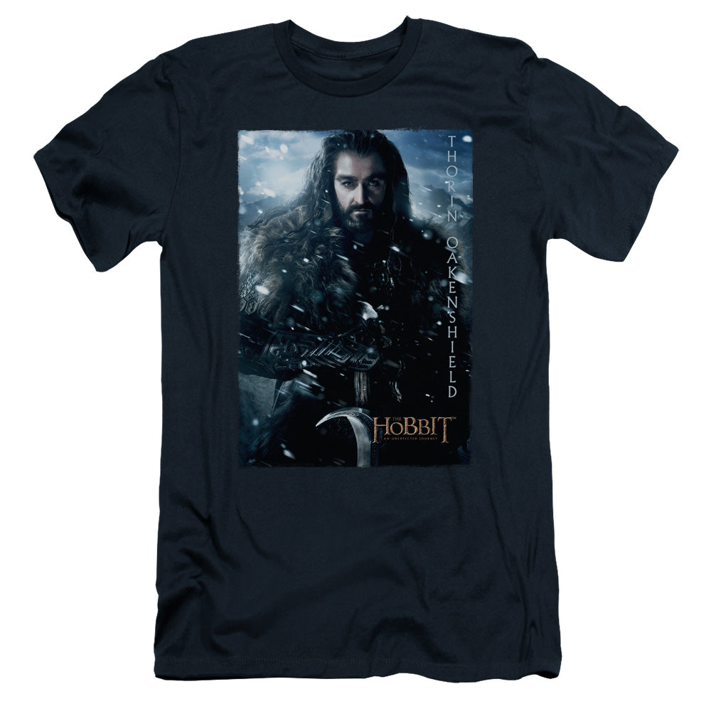 The Hobbit - Thorin Poster - Short Sleeve Adult 30/1 - Navy T-shirt