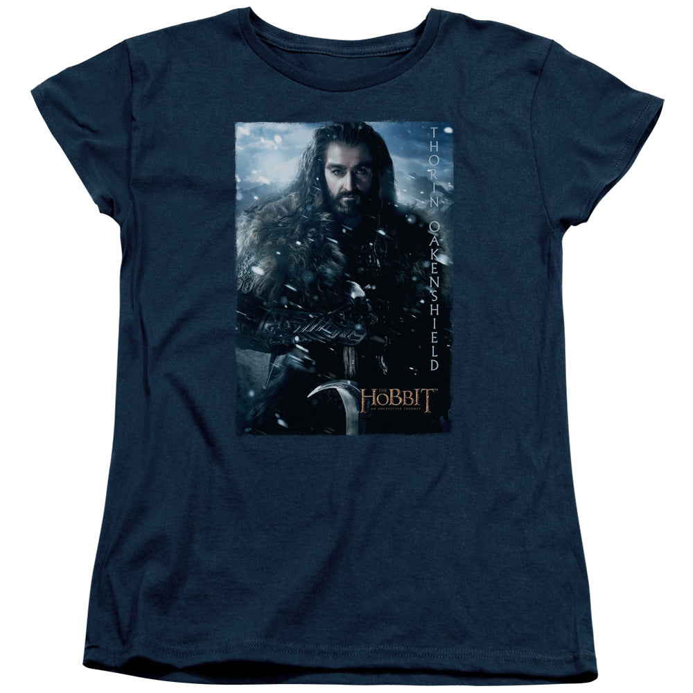 The Hobbit - Thorin Poster - Short Sleeve Womens Tee - Navy T-shirt