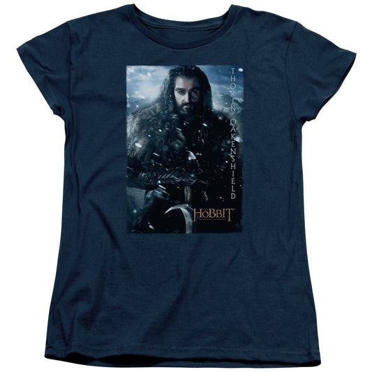 The Hobbit - Thorin Poster - Short Sleeve Womens Tee - Navy T-shirt