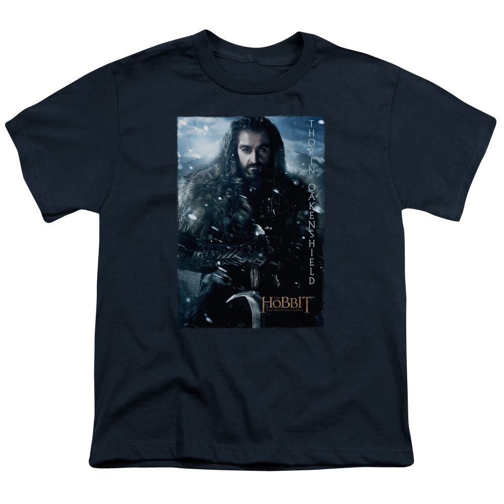The Hobbit - Thorin Poster - Short Sleeve Youth 18/1 - Navy T-shirt