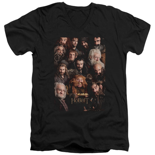 The Hobbit - Dwarves Poster - Short Sleeve Adult V-neck - Black T-shirt