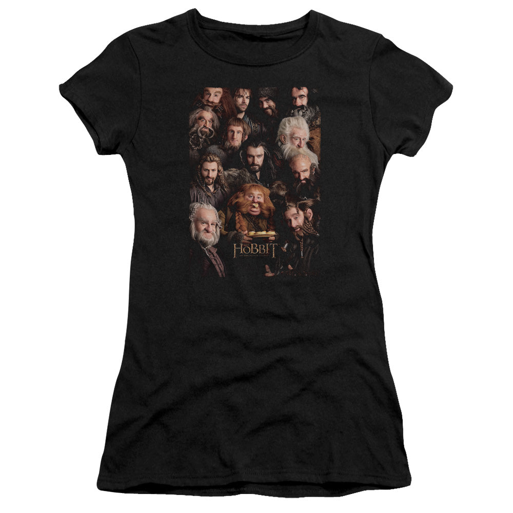 The Hobbit - Dwarves Poster - Short Sleeve Junior Sheer - Black T-shirt