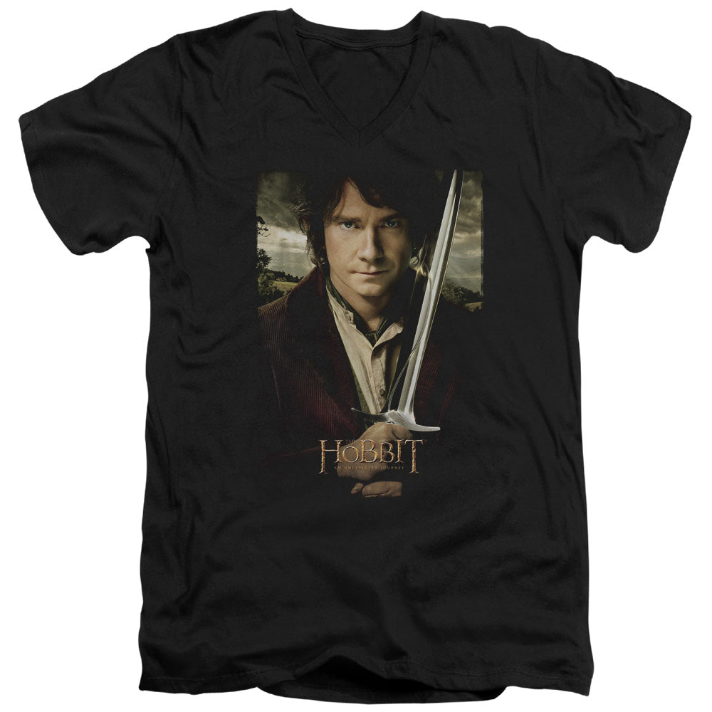 The Hobbit - Baggins Poster - Short Sleeve Adult V-neck - Black T-shirt