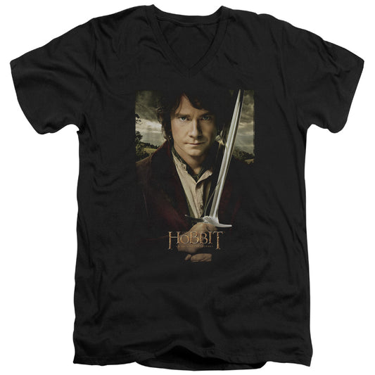 The Hobbit - Baggins Poster - Short Sleeve Adult V-neck - Black T-shirt