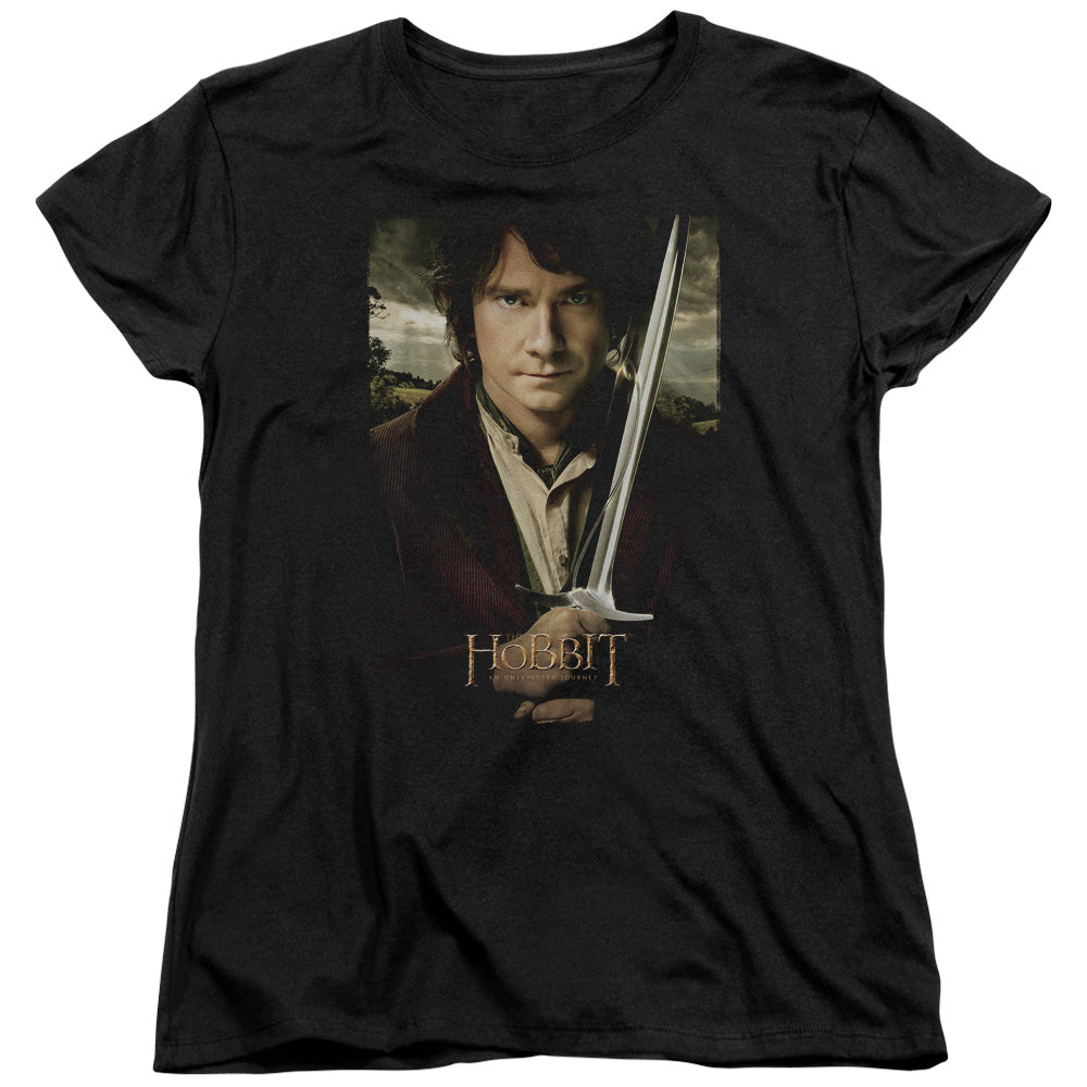 The Hobbit - Baggins Poster - Short Sleeve Womens Tee - Black T-shirt