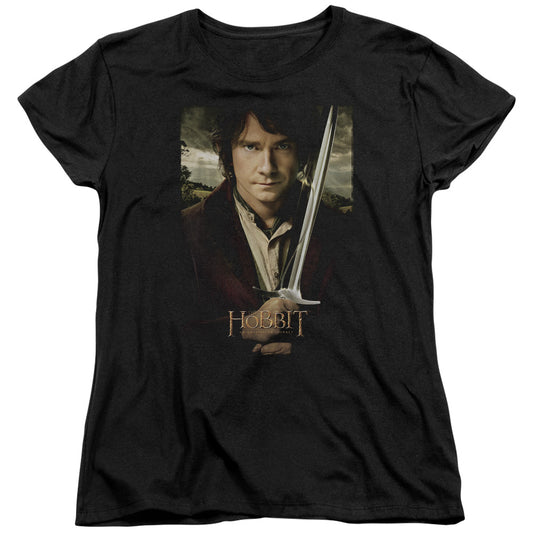 The Hobbit - Baggins Poster - Short Sleeve Womens Tee - Black T-shirt