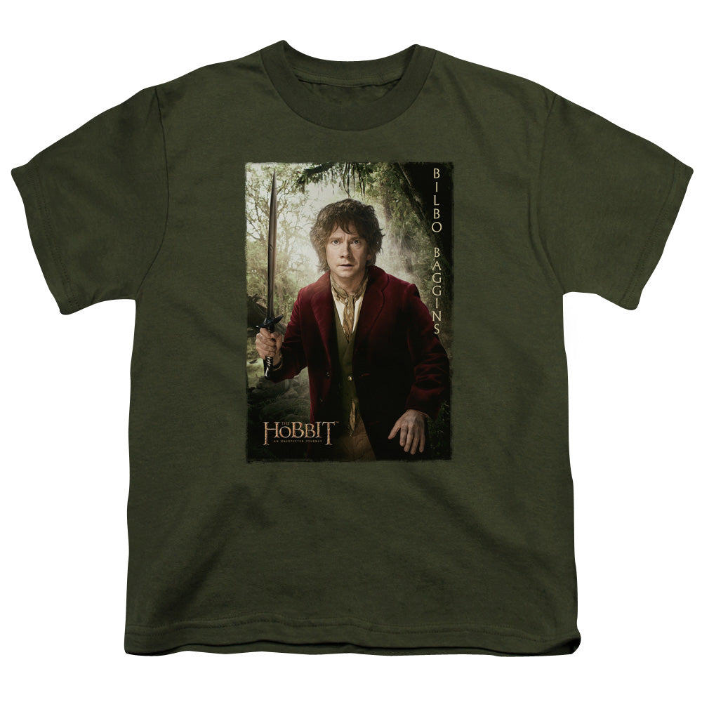 The Hobbit - Bilbo Poster - Short Sleeve Youth 18/1 - Military Green T-shirt