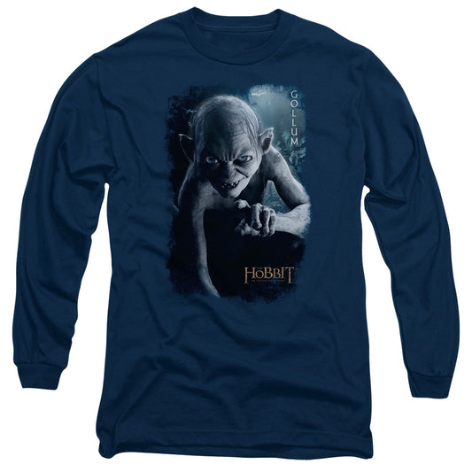The Hobbit - Gollum Poster - Long Sleeve Adult 18/1 - Navy T-shirt