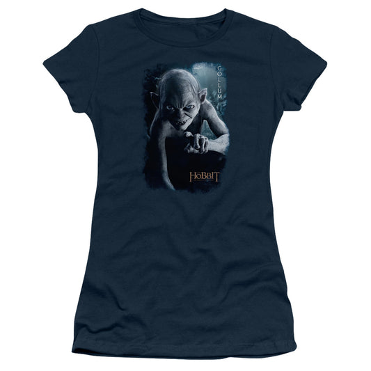 The Hobbit - Gollum Poster - Short Sleeve Junior Sheer - Navy T-shirt