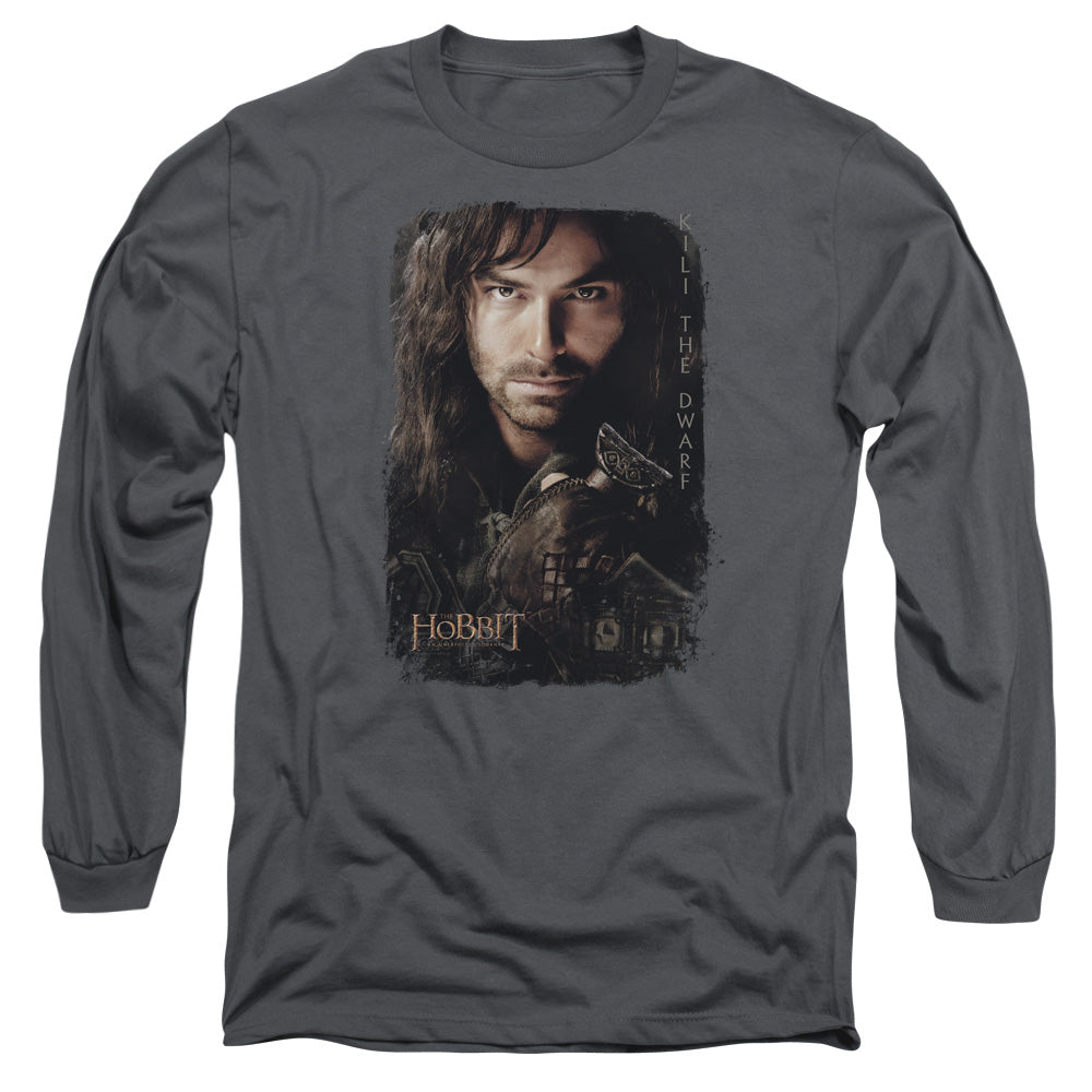 Hobbit - Kili Poster - Long Sleeve Adult 18/1 - Charcoal T-shirt