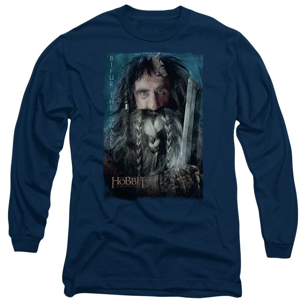 The Hobbit - Bifur - Long Sleeve Adult 18/1 - Navy T-shirt