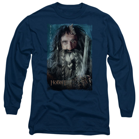 The Hobbit - Bifur - Long Sleeve Adult 18/1 - Navy T-shirt
