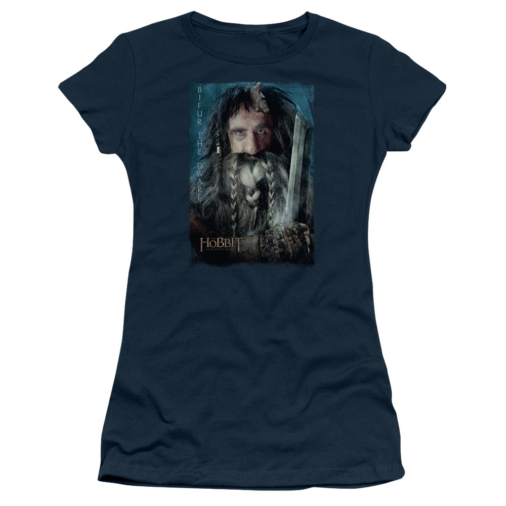 The Hobbit - Bifur - Short Sleeve Junior Sheer - Navy T-shirt