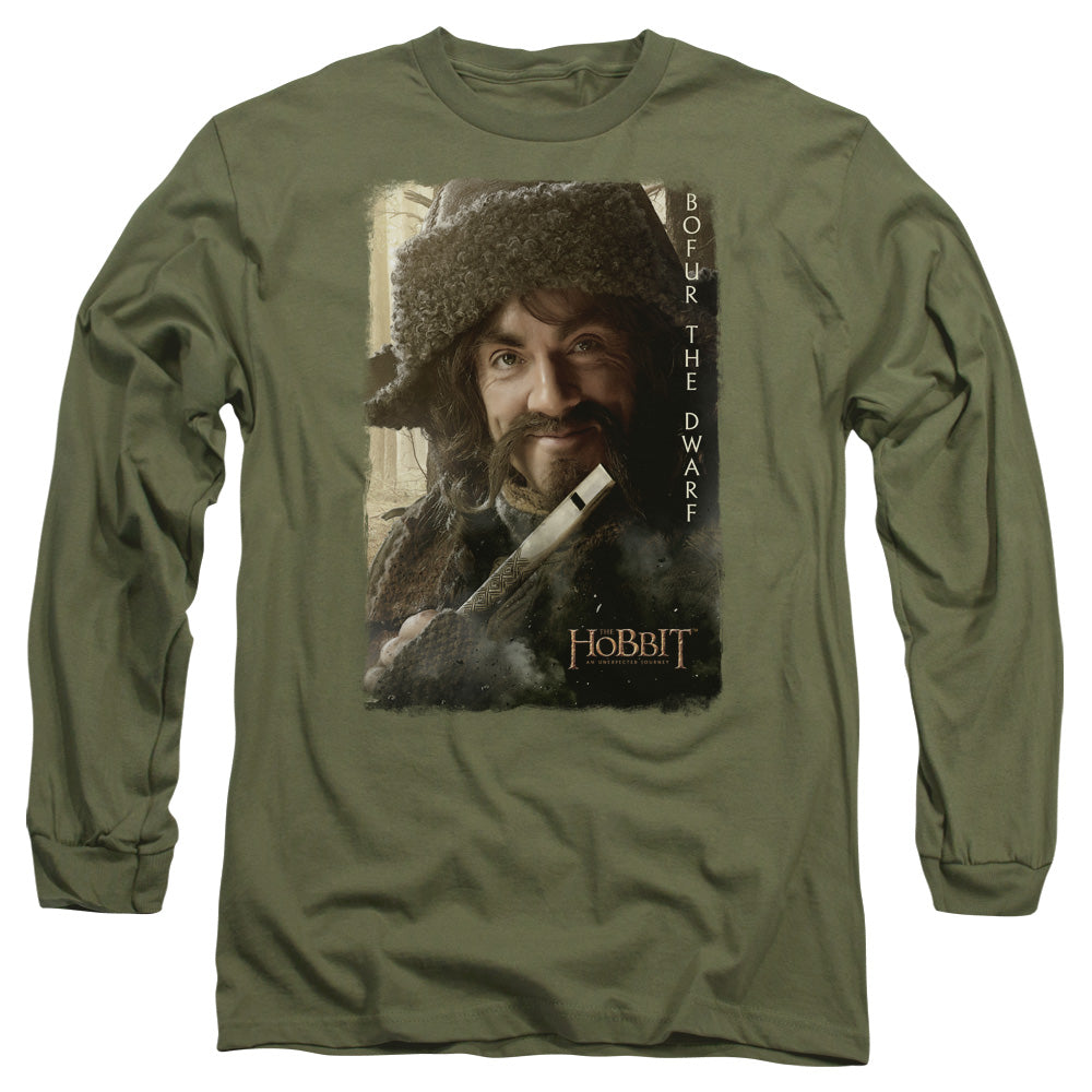 The Hobbit - Bofur - Long Sleeve Adult 18/1 - Military Green T-shirt