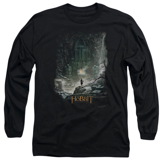 Hobbit - At Smaugs Door - Long Sleeve Adult 18/1 - Black T-shirt