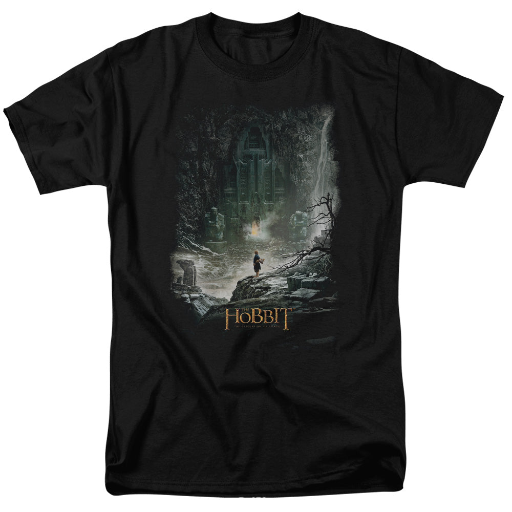 Hobbit - At Smaugs Door - Short Sleeve Adult 18/1 - Black T-shirt