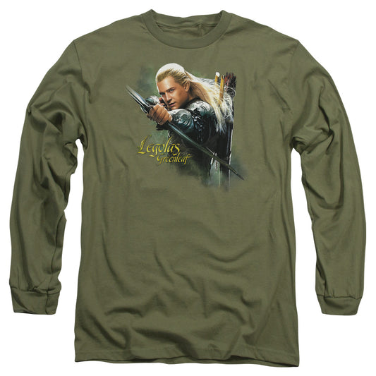 Hobbit - Legolas Greenleaf - Long Sleeve Adult 18/1 - Military Green T-shirt