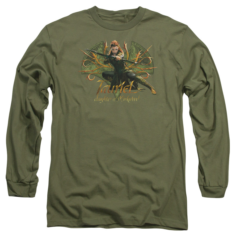 Hobbit - Tauriel - Long Sleeve Adult 18/1 - Military Green T-shirt