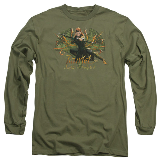 Hobbit - Tauriel - Long Sleeve Adult 18/1 - Military Green T-shirt